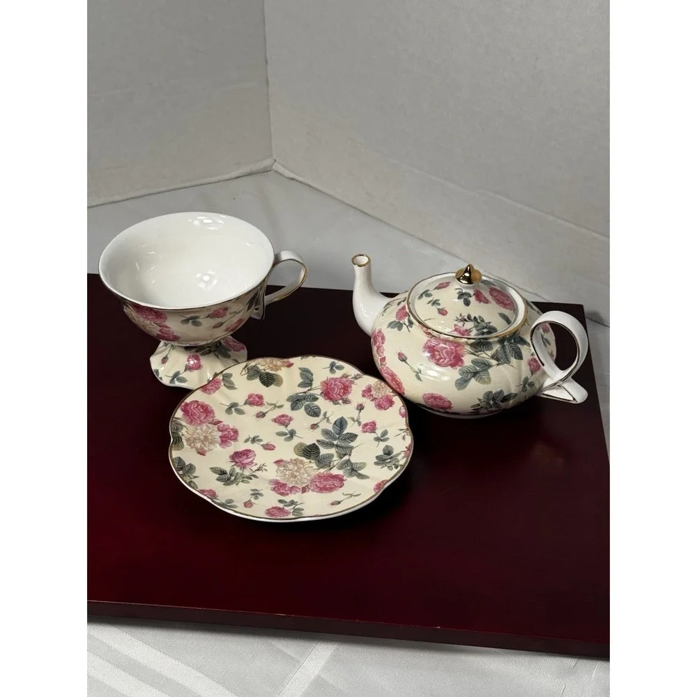grace teaware tea for one Peony And Rose Floral Teapot Cup Saucer